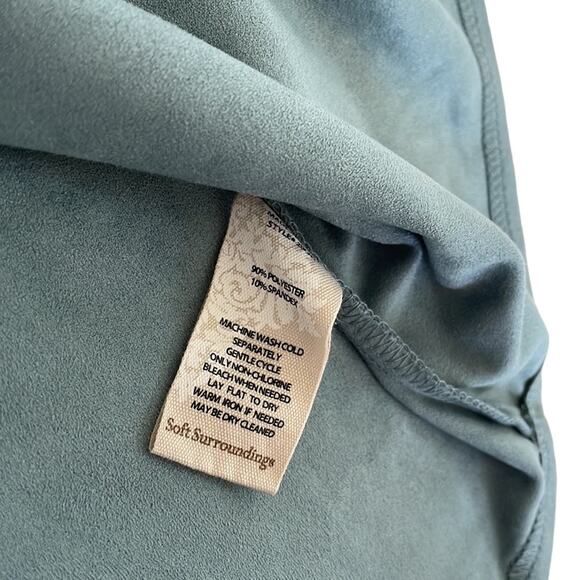 Soft Surroundings Blue Suede Button Down Boyfriend Oversized Tunic Shirt Size L - Picture 5 of 6